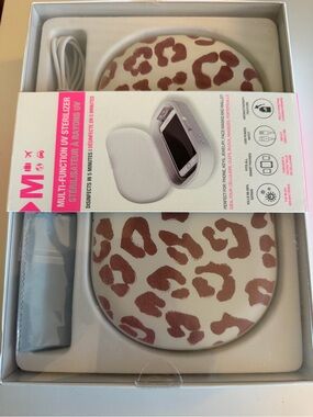 Leopard Print Wireless Charger Pad - White & Brown